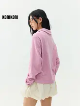 KoniKoni ポロ襟の長袖Tシャツ【タオル生地・ショート丈・フィット・トレンドデザイン】