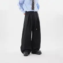 デザイン性のある解構したちりめんのウエストパンツ【秋用・ワイドレッグ】