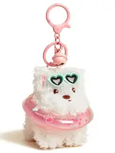可愛いブラウンクマの毛むくじゃらぬいぐるみ【バッグチャーム・キーホルダー】