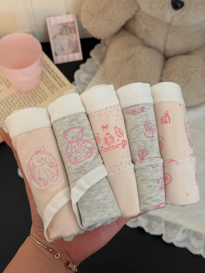 かわいいウサギデザインの綿製女性用ショーツ【極上の柔らかさ・抗菌・夏用】（セットアップ対応）