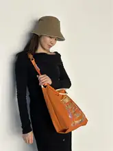 日本製刺繍タッセル付きキャンバスバッグ エコバッグ