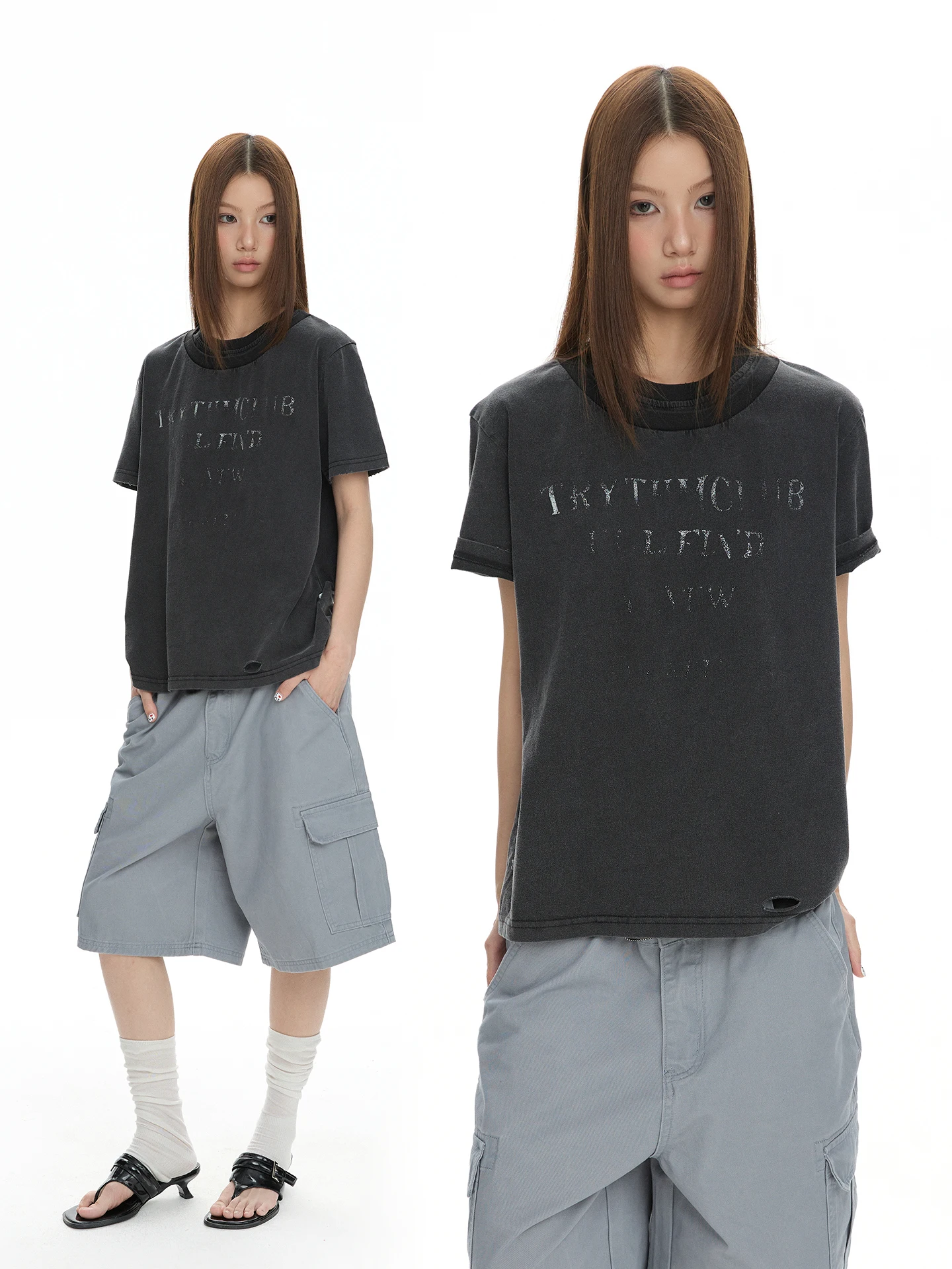 ヴィンテージ風ダブルレイヤーカラーデザインのショートスリーブTシャツ：黒Tシャツの色褪せを防ぐための実証データと対策