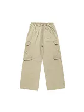 春秋用カーキ色ワイドストレートパンツ【極上の柔らかさ・ユース向け・カジュアルスタイル】（セットアップ対応）