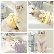 プリンセススタイルの猫用ドレス【毛落ち防止・春夏用・薄手】