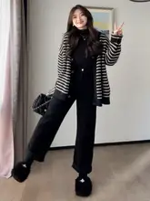 大きいサイズの梨形シルエットワイドパンツ【ハイウエスト・ブラック・デニム】（セットアッ  プ対応）