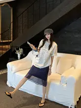 軽やかで美しい波点プリントのロングスカート【夏用・女性・ゆったりシルエット・ストレート】