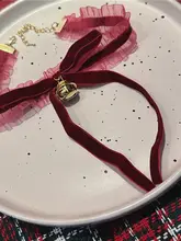 可愛いクリスマス・新年用リボンベル鎖骨チェーンチョーカー【2色・デート用】