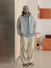 秋季レトロデザインのワイドレッグカーゴパンツ【アイボリー・フィット】