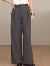 通勤スマートリラックスプレミアムグレーハイウエスト テーラードパンツ