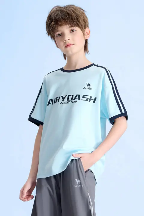 Camel 少年用ストライプTシャツ【半袖・アウトドアスポーツ・速乾・丸首】