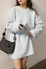 ブルー モロッコスタイル ニットワンピース【秋冬・・ミディ丈・ゆったりフィット】
