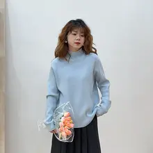 秋冬用 やわらかニットハイネックセーター【ルーズフィット・リブ編み・ベーシックデザイン】