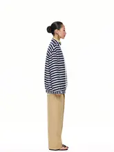 青白ストライプのカーディガン【カジュアル・フライトジャケット・ショート丈】