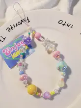 個性的なデザインのスマホストラップ【カラフルな塗り絵風・スライド型・手作りビーズ・花モチーフ】