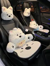 可愛いカー トンデザインの車用ヘッドレストとウエストサポートクッション【車載用・女性向け・快適な座り心地】【セットアップ対応】
