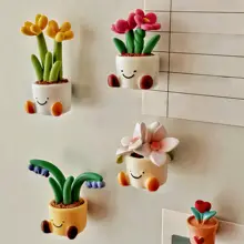 笑顔の花デザイン 磁石付き冷蔵庫マグネット【デスクや車に適した装飾用】