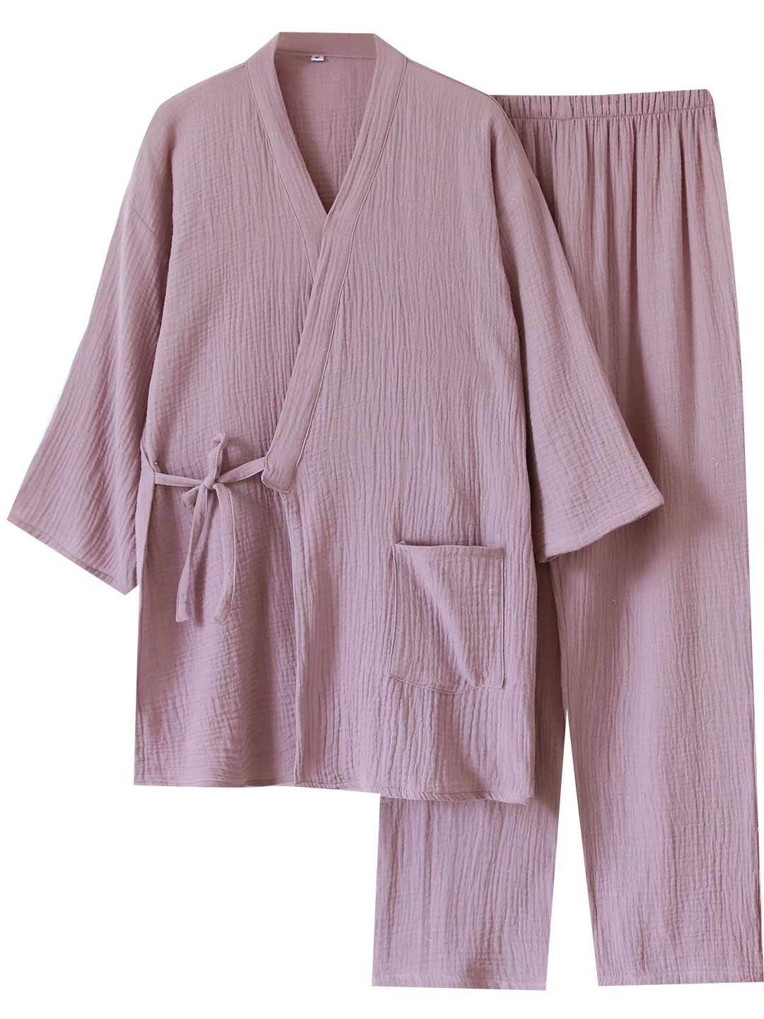 一泊二日荷物女性向けの軽量和服パジャマセット：シンプルなコットンガーゼ長袖の実用性と使い分け