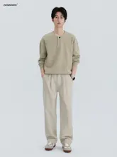 春用高級感の天絲と綿混紡の薄手透湿ワイドストレートパンツ【男性用・フィット】