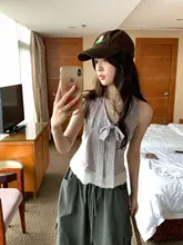 リボン付き首掛けキャミソール【韓国風・レトロデザイン・春夏用】