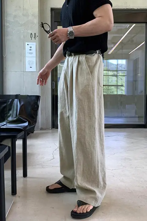 ワイドパンツ レディース コットンリネン ゆったり ストレート フルレングス カジュアルパンツ 着回し シンプル ナチュラル ヴィンテージ