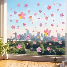 ガラス静電気シール カラフルな花の装飾シール【ベランダ・窓用・無痕・クリエイティブデザイン】