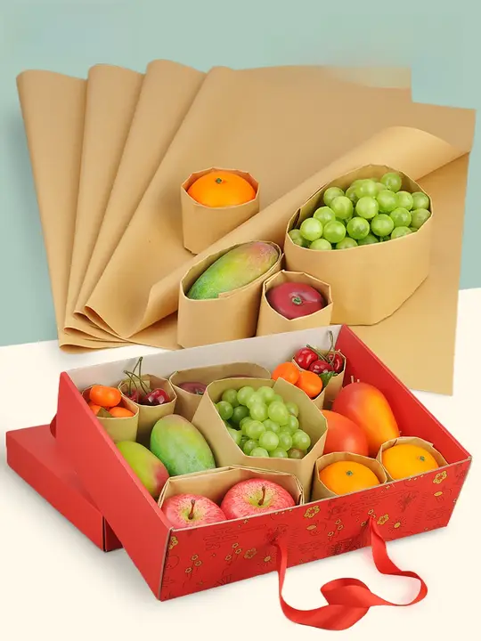 フルーツギフトボックス用包装紙【無地・クラフト紙・チェリー・マンゴー用ライニング】