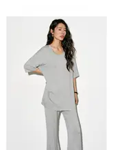 した通勤スタイル！莱赛尔とポリウレタン製 Tシャツとカジュアルパンツ【夏用・女性用】（セットアップ対応）