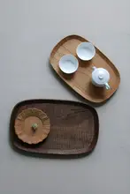 手作りチェリーウッド茶盤【純手彫り・家庭用・実木製】