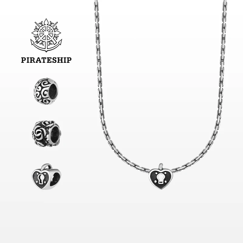 海賊船デザインのシルバーアクセサリー ペンダントネックレス【カジュアル・ロックバンドスタイル・鎖骨チェーン】