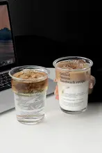 透明ガラスカップ 大容量 コールドドリンク カップ ジュースカップ ミルクカップ 個性的なアルファベットデザイン