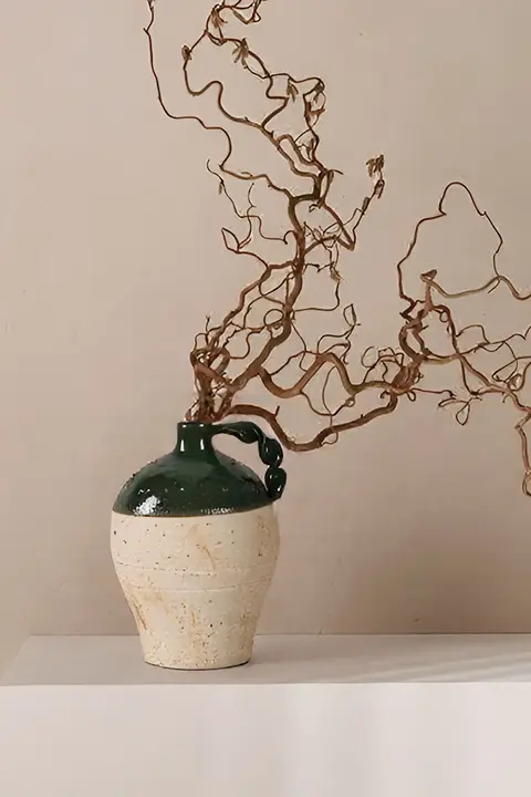 侘寂風 手作り抽象陶器花器【リビングルーム向け・インテリア装飾】