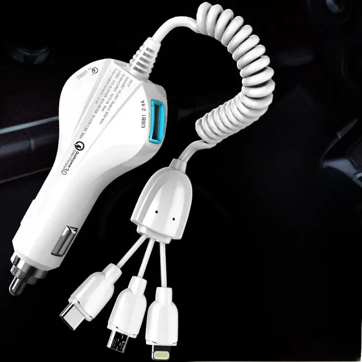 AULICAR 5012 車載急速充電器【1対3 USB・シガーソケット・スマホ対応】