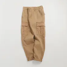 アメリカンリバイバルのウォッシュド加工の大きなポケット付きワークパンツ【コットン・くるぶし丈・カジュアル】（セットアップ対応）