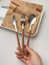 ステンレス製 カトラリーセット【木目調・ロングハンドル・持ち運びに便利】