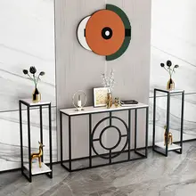 北欧風 シンプルデザイン 玄関テーブル【金色のアイアン製・装飾用・間仕切り・収納付き】