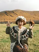 ダイヤモンド編みのウールカーディガン【ラウンドネック・ハンドメイド】