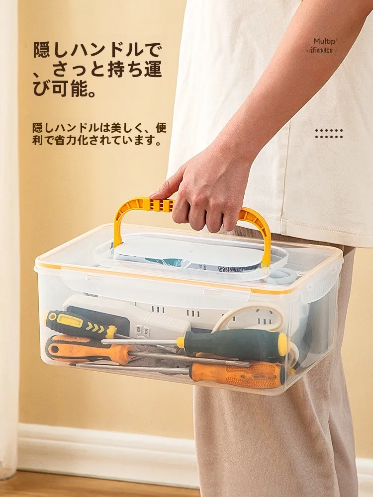 家庭用多機能工具ボックス：スクリュードライバー付きで16Lの収納を実現
