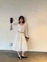ライセール裏地付き 低ウエストAラインプリーツスカート【春用・中丈・スリム効果】