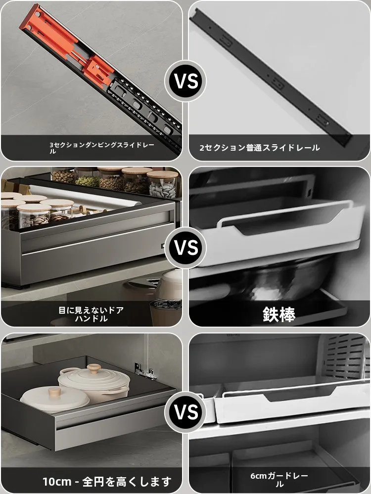 キッチンキャビネットに収納する調味料皿用引き出し式ラックの使い方と実際の効果