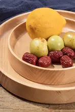 天然木製の丸型トレー【ナッツやフルーツ用・黒胡桃・深皿・和風デザイン】
