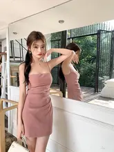 魅力的なドレープデザインのキャミソールワンピース【美しいシルエット・フィット感】（セットアップ対応）