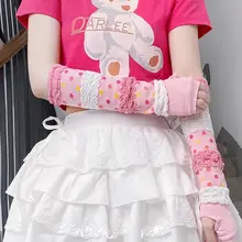 可愛い夏用ピンク色ロリータスタイル手袋【UVカット・Y2Kデザイン】