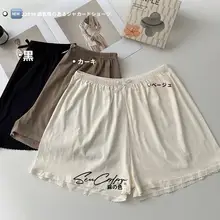 リボン付きレースデザインの通気性ショートパンツ【防透光・ゆったりシルエット】