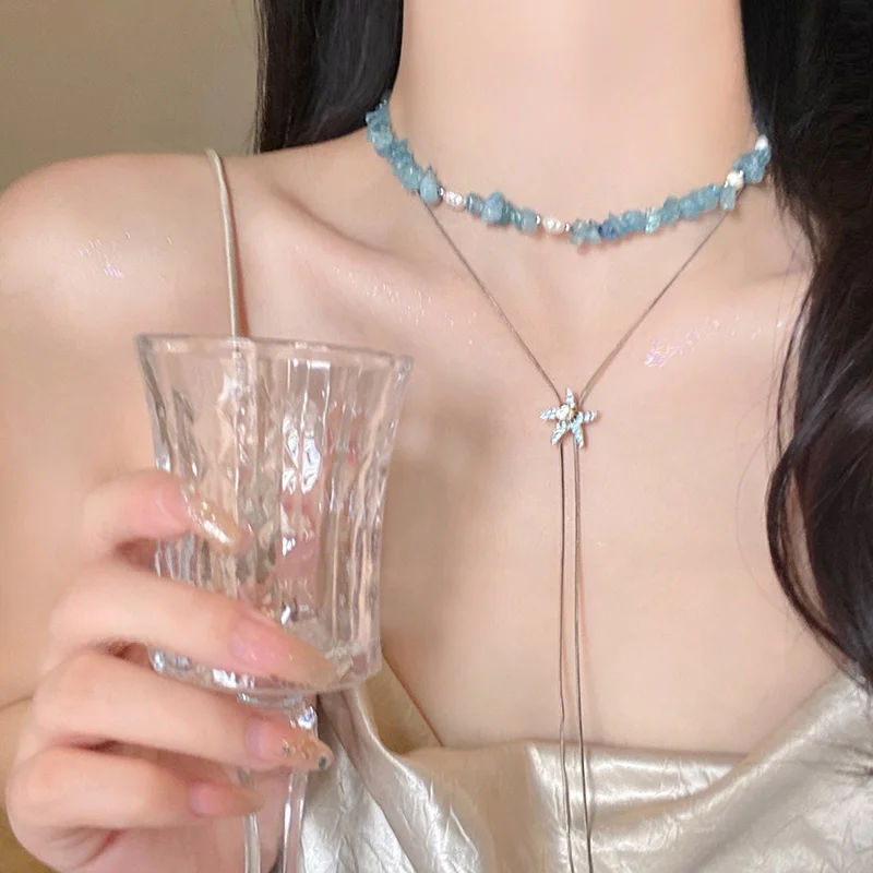 癒し系ブルーブラックレッドの海星と貝殻ネックレス：女性向けクリスマスプレゼントとしての実用性とデザイン特性
