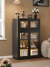 書棚 家庭用 レトロ鋼製 1.4メートル高 ガラス扉付き ソファ横展示棚 中古風小書架