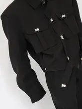 金属ボタン付きショートショルダージャケット【メンズ・大きなポケット】