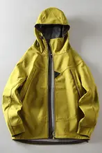 春用 アウトドア 防風 防水加工 男性用 フード付き ソフトシェルジャケット