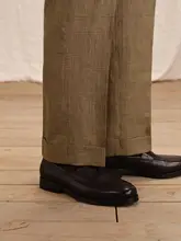 リネン製 おしゃれなチェック柄パンツ【メンズ・ナポリスタイル・クラシック】