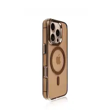 iPhone 16用 磁吸式スマートフォンケース【ブラック・クリア・アクリル・超防摔・金属ボタン】