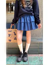 春夏用の高腰チェック柄Aラインスカート【ダブルレイヤー・ショート丈・女性用】
